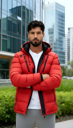 Men’s Hooded Winter Puffer Jacket – Insulated Quilted Outdoor Coat
