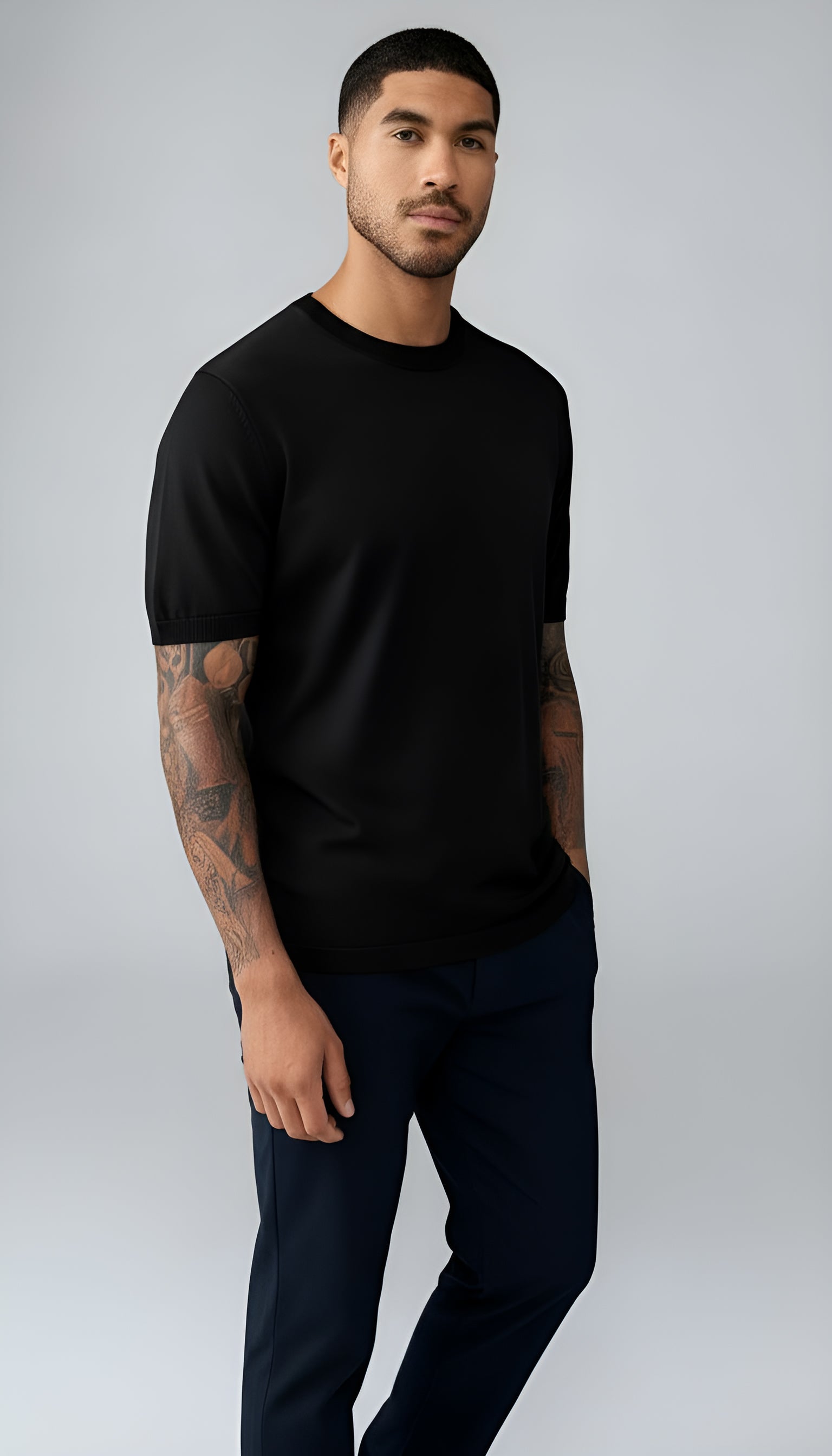 Paris - knitted mens T-shirt , wool blend.