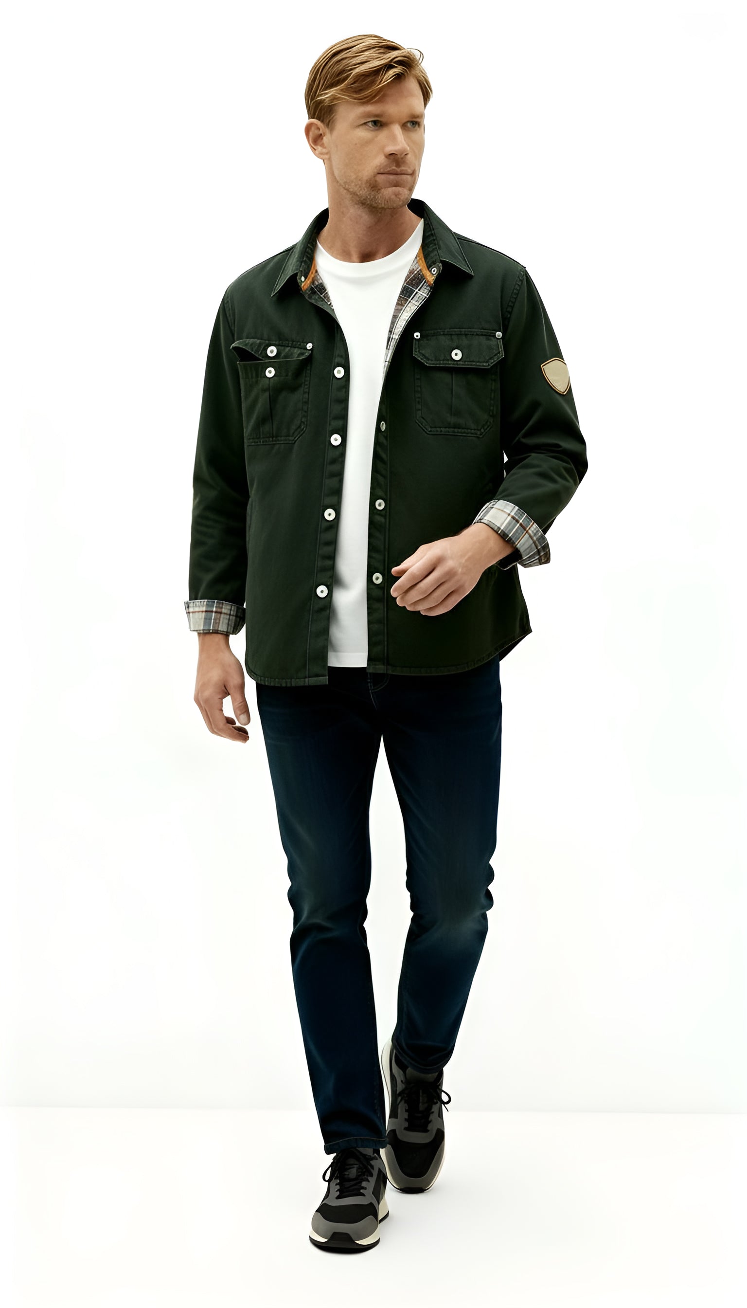 Giacca trucker da uomo - Giacca overhirt casual in cotone cerato per uso quotidiano e all'aperto