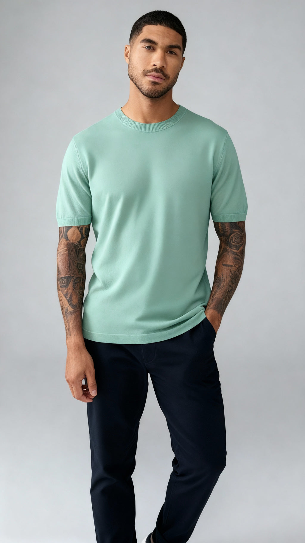 Paris - T-shirt da uomo in maglia, misto lana.