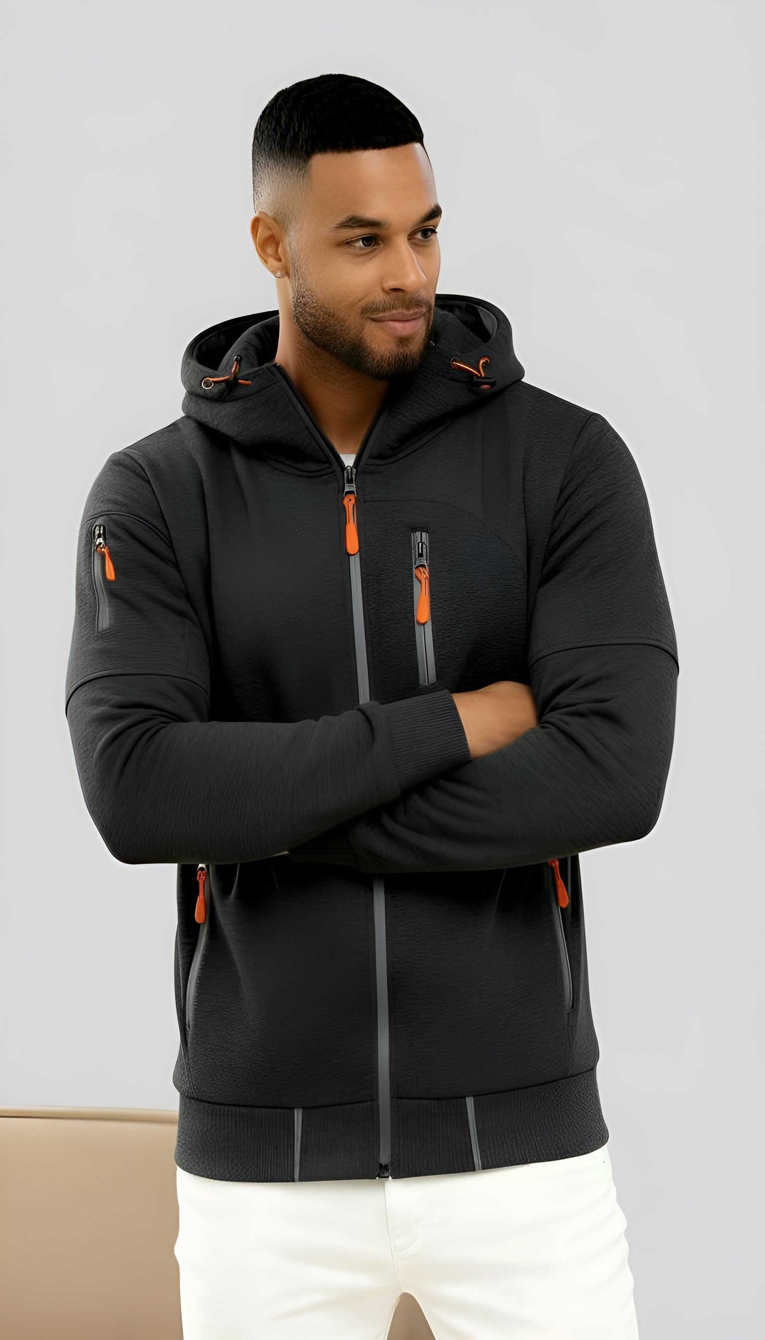 Giacca casual da uomo con cappuccio - Giacca a vento leggera con zip per la primavera e l'autunno all'aperto