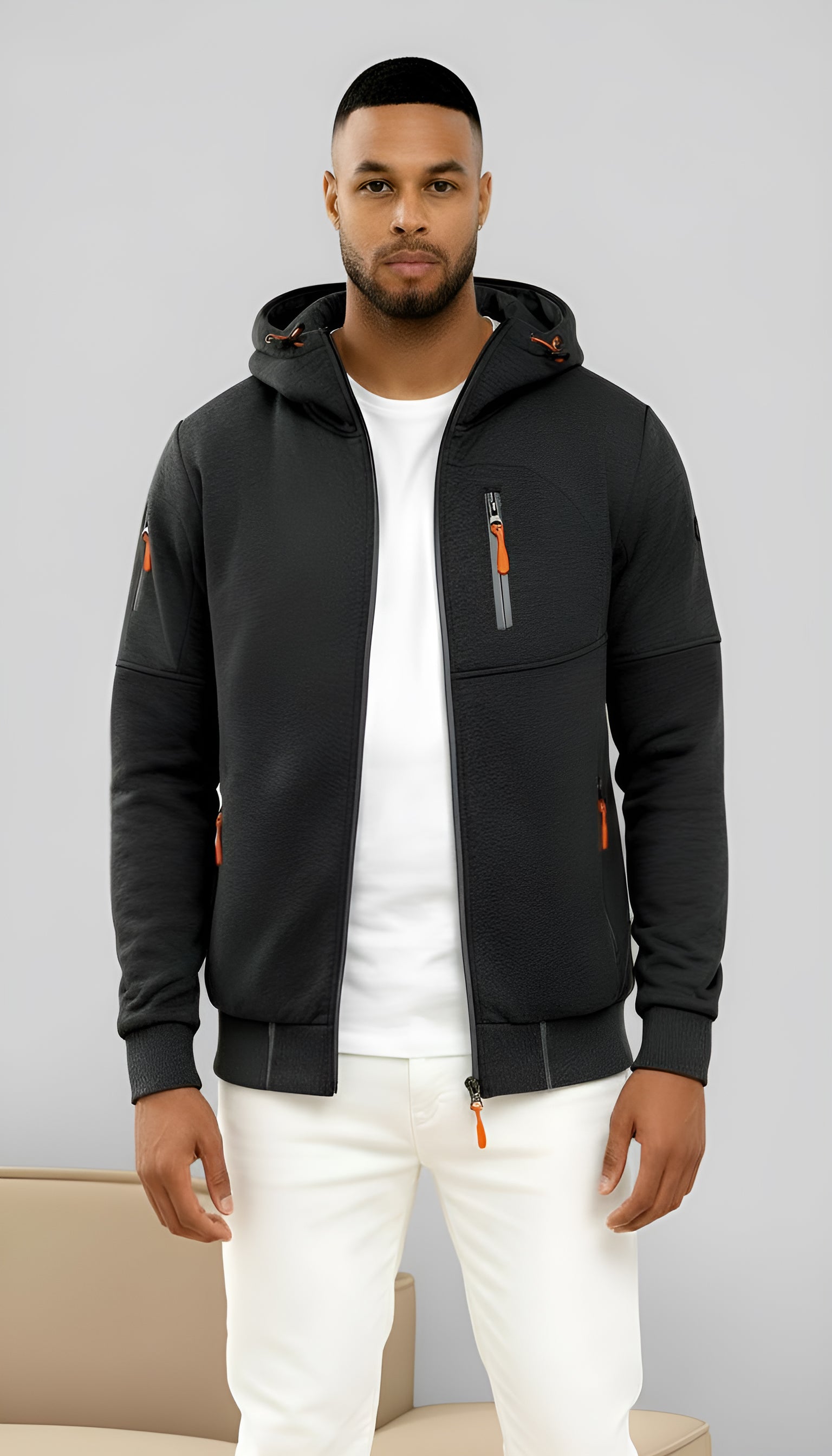 Giacca casual da uomo con cappuccio - Giacca a vento leggera con zip per la primavera e l'autunno all'aperto