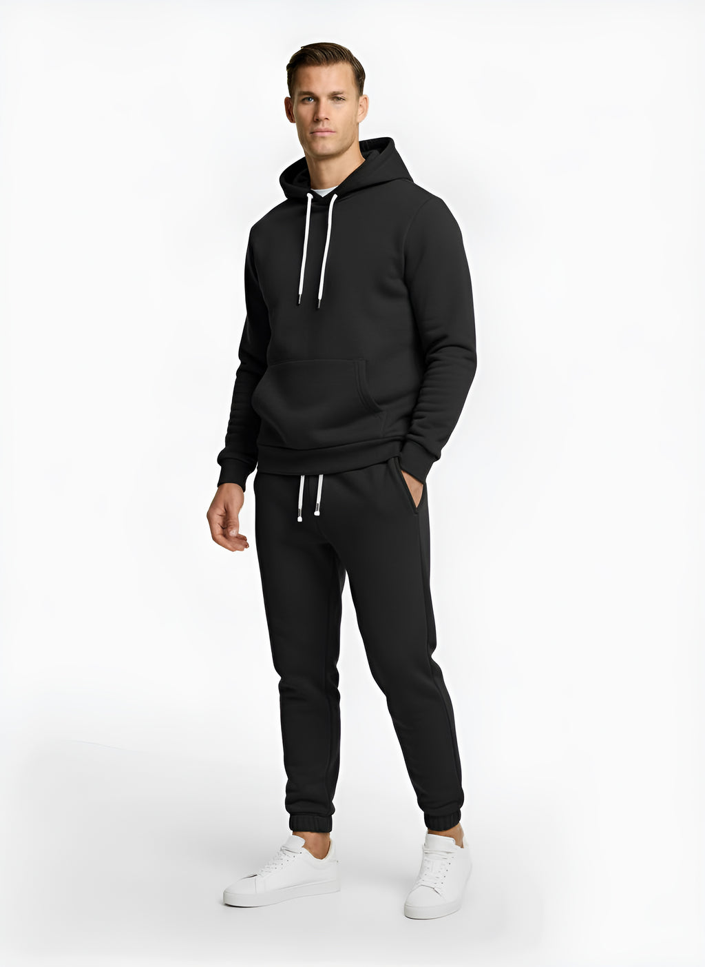 Men’s Tracksuit Set – Pullover Hoodie with Kangaroo Pocket & Tapered Joggers