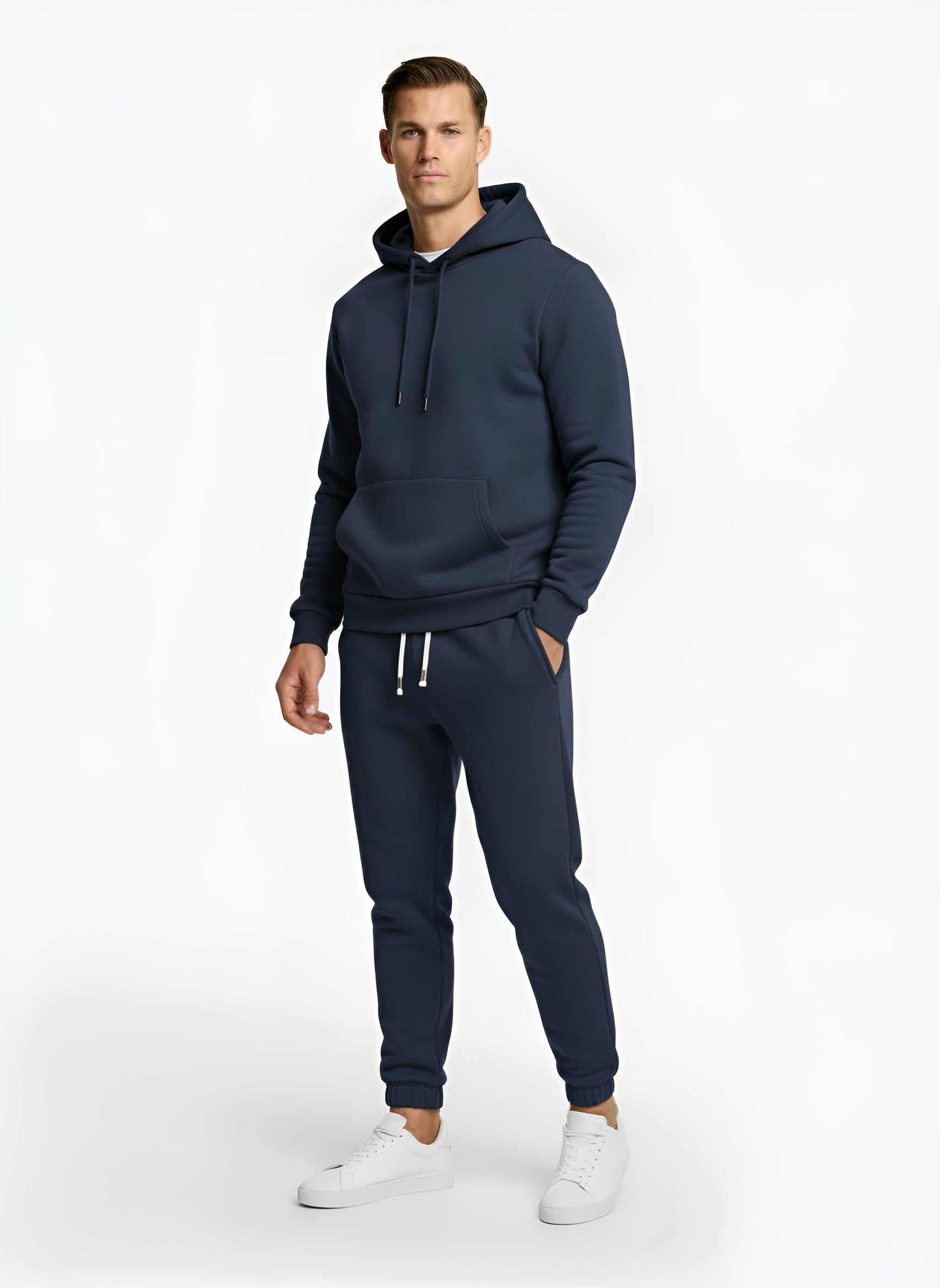 Men’s Tracksuit Set – Pullover Hoodie with Kangaroo Pocket & Tapered Joggers