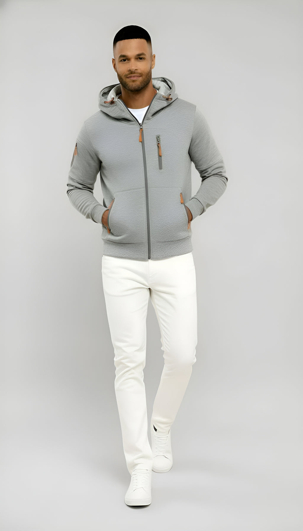 Men's Casual Hooded Jacket – Lightweight Zip-Up Windbreaker for Spring & Fall Outdoor Wear