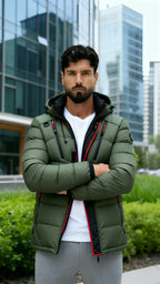 Men’s Hooded Winter Puffer Jacket – Insulated Quilted Outdoor Coat