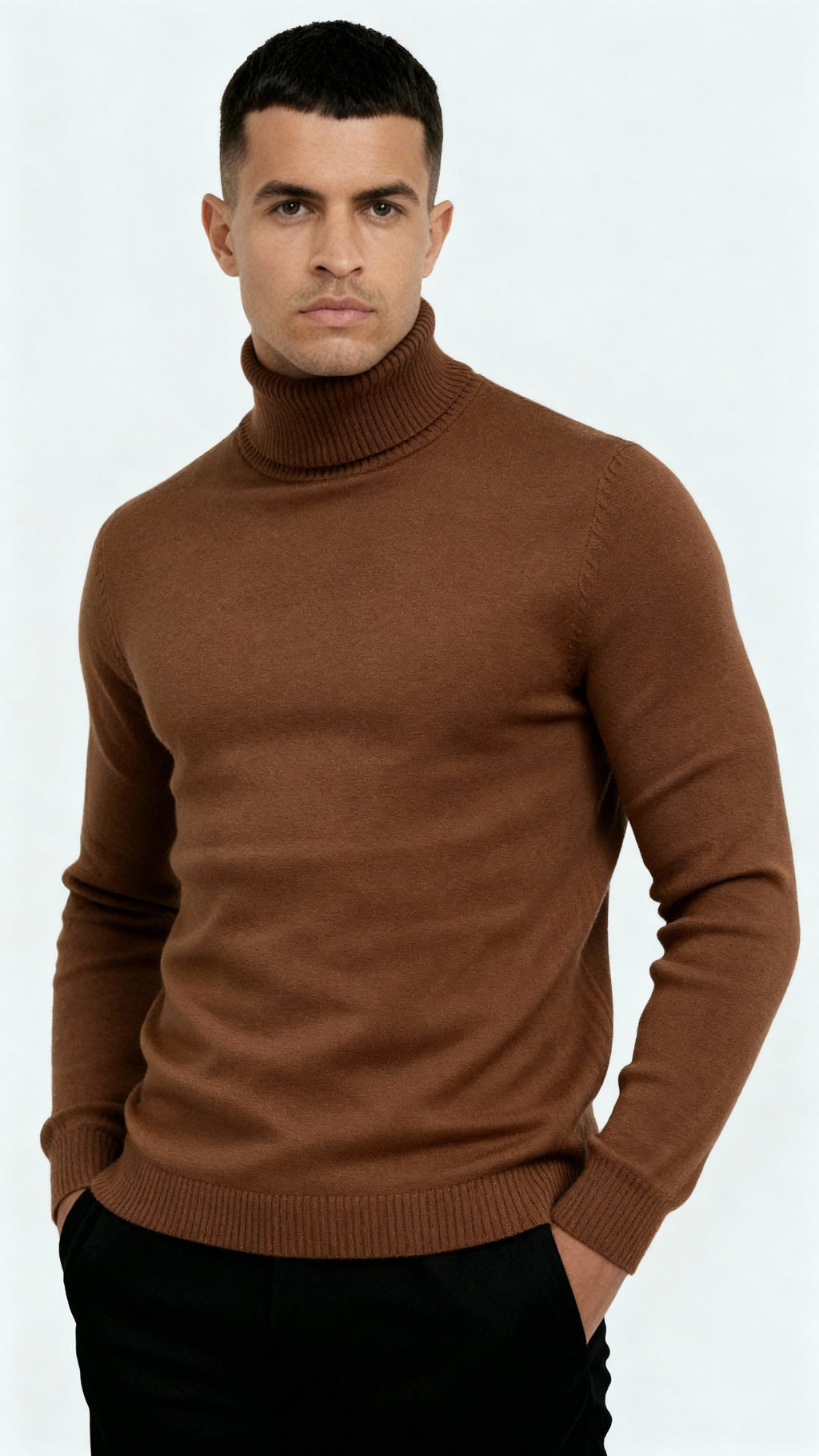 Pull à col roulé classique pour hommes - Tricot chaud, élégant et polyvalent