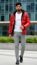 Men’s Hooded Winter Puffer Jacket – Insulated Quilted Outdoor Coat
