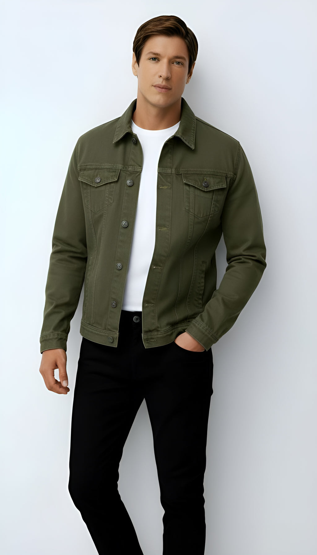 Men's Trucker Jacket - Classic Button-Front Denim Style with Chest Pockets for Casual & Smart-Casual Wear