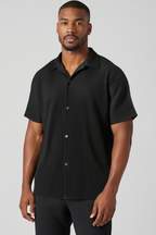 Chemise à plis - manches courtes - Noir