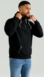 Men’s Half-Zip Hoodie - Adjustable Drawstring Hood & Comfortable Streamlined Fit