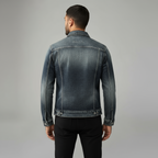 Men’s Grey Trucker Jacket - Classic Button-Front Denim Style with Chest Pockets