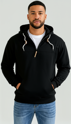 Men’s Half-Zip Hoodie - Adjustable Drawstring Hood & Comfortable Streamlined Fit