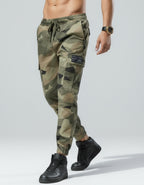 Men’s Camouflage Cargo Trousers – Drawstring Waist & Elastic Cuff Combat Pants