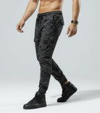 Men’s Camouflage Cargo Trousers – Drawstring Waist & Elastic Cuff Combat Pants