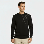 Men’s Slim Fit Wool Blend Sweater - Abstract Pattern Knit Pullover with Ribbed Edges