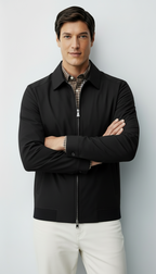 Giacca Harrington da uomo - Zip classica con fodera a quadri e colletto senza tempo