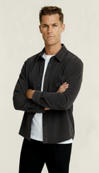Men’s Long Sleeve Overshirt with Button Fastening & Chest Pocket