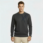 Men’s Slim Fit Wool Blend Sweater - Abstract Pattern Knit Pullover with Ribbed Edges