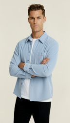 Men’s Long Sleeve Overshirt with Button Fastening & Chest Pocket