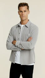 Men’s Long Sleeve Overshirt with Button Fastening & Chest Pocket
