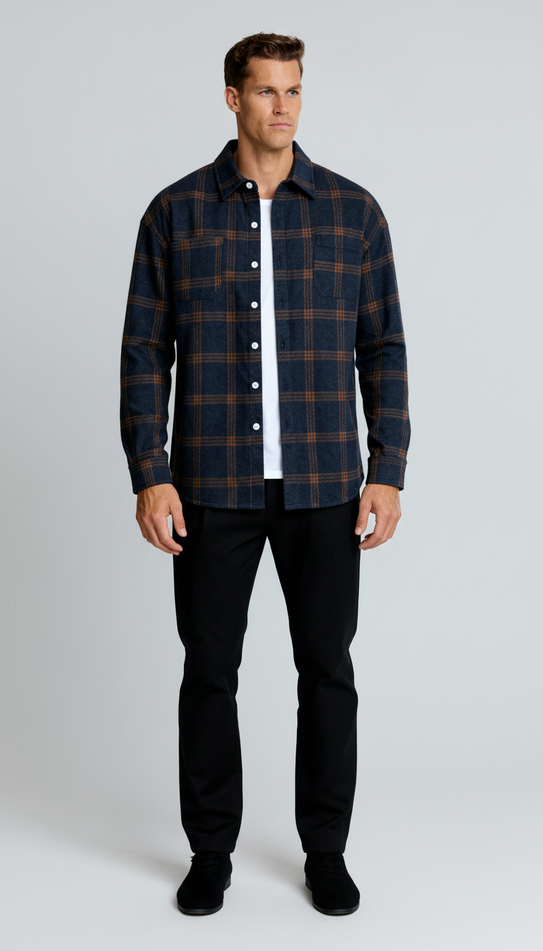 Camicia a quadri da uomo - Classico motivo a quadri, vestibilità comoda e stile versatile