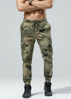 Men’s Camouflage Cargo Trousers – Drawstring Waist & Elastic Cuff Combat Pants