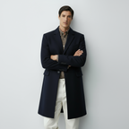 Men’s Classic Coat with Notch Lapel & Single-Breasted Front – Elegant Mid-Length Overcoat