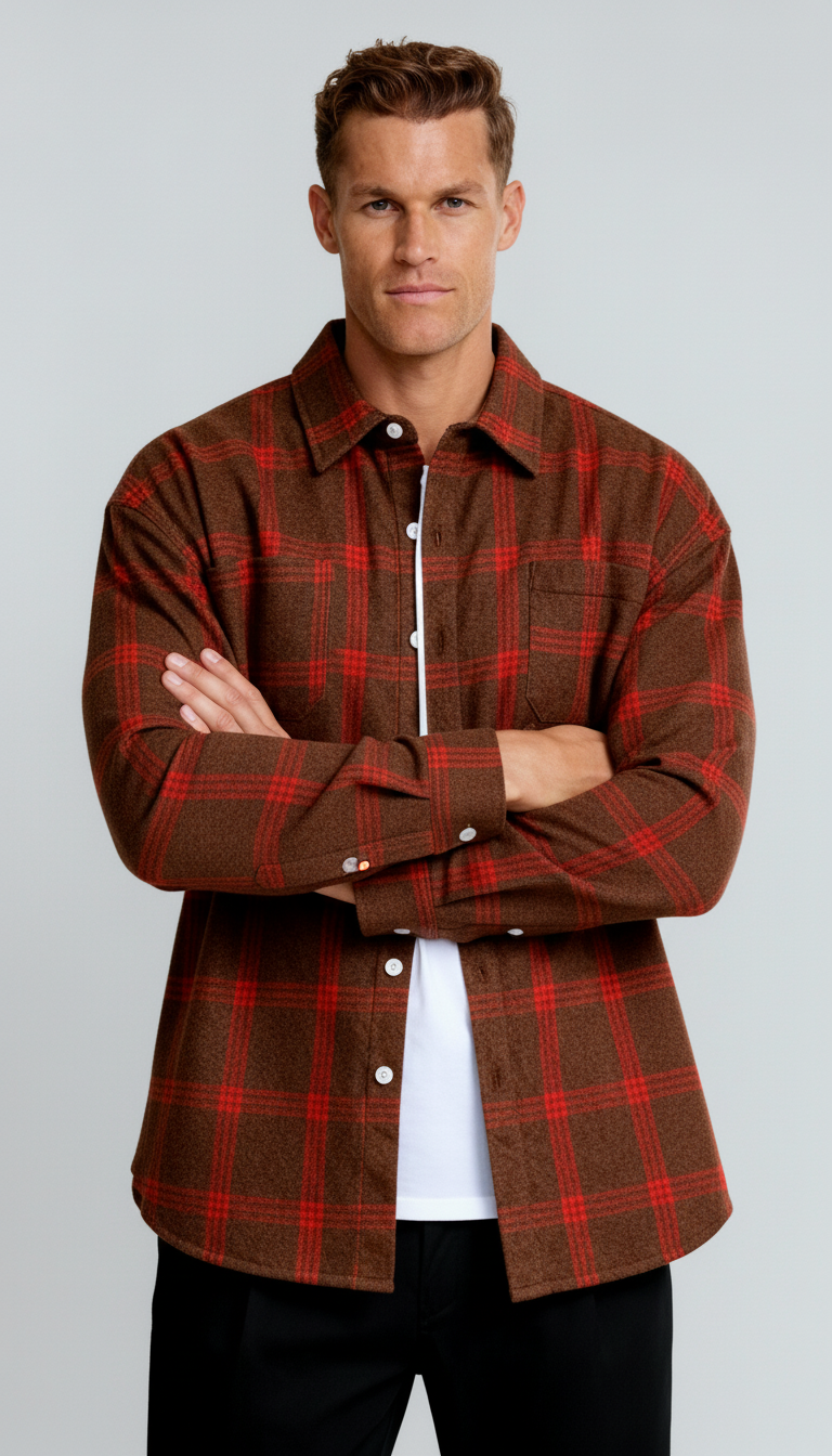 Camicia a quadri da uomo - Classico motivo a quadri, vestibilità comoda e stile versatile