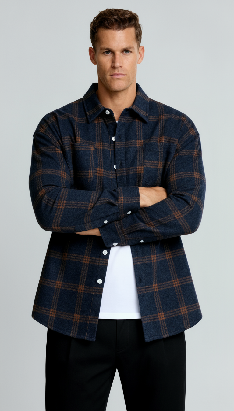 Camicia a quadri da uomo - Classico motivo a quadri, vestibilità comoda e stile versatile