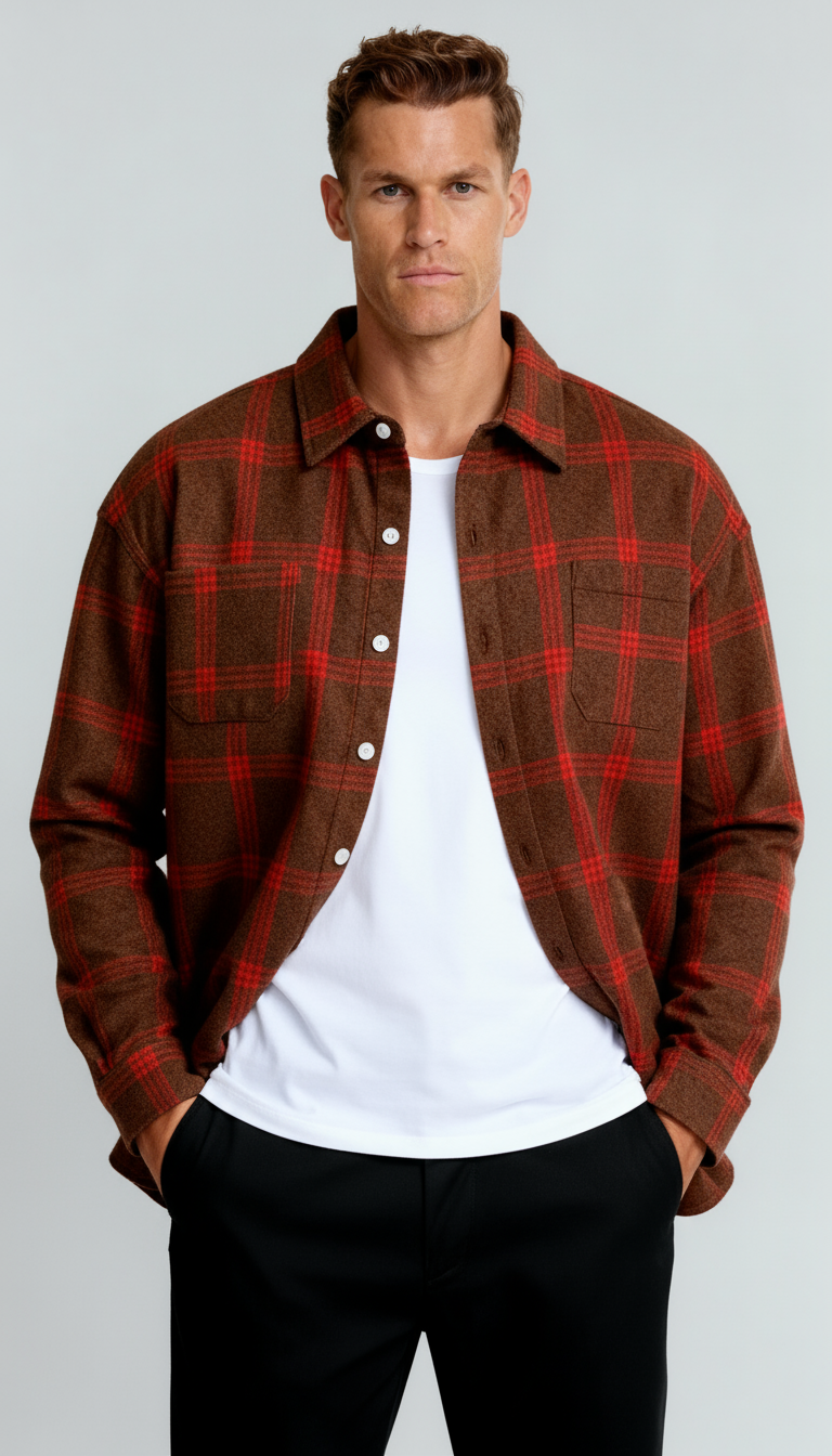 Camicia a quadri da uomo - Classico motivo a quadri, vestibilità comoda e stile versatile