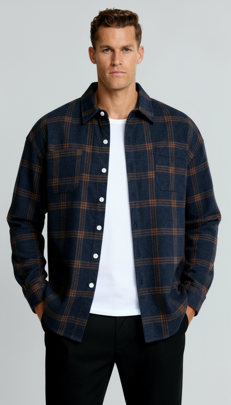 Camicia a quadri da uomo - Classico motivo a quadri, vestibilità comoda e stile versatile