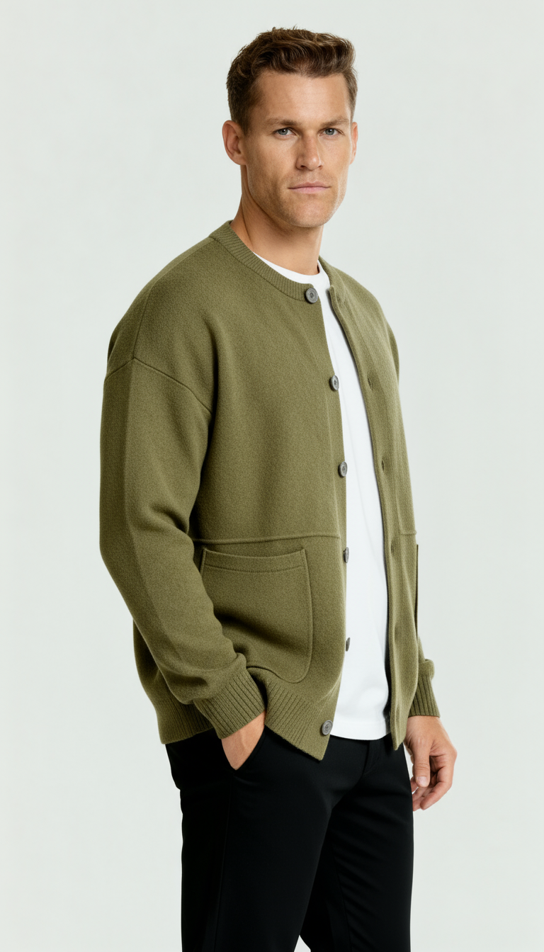 Cárdigan de punto para hombre - Esencial de capas con estilo y ajuste a medida