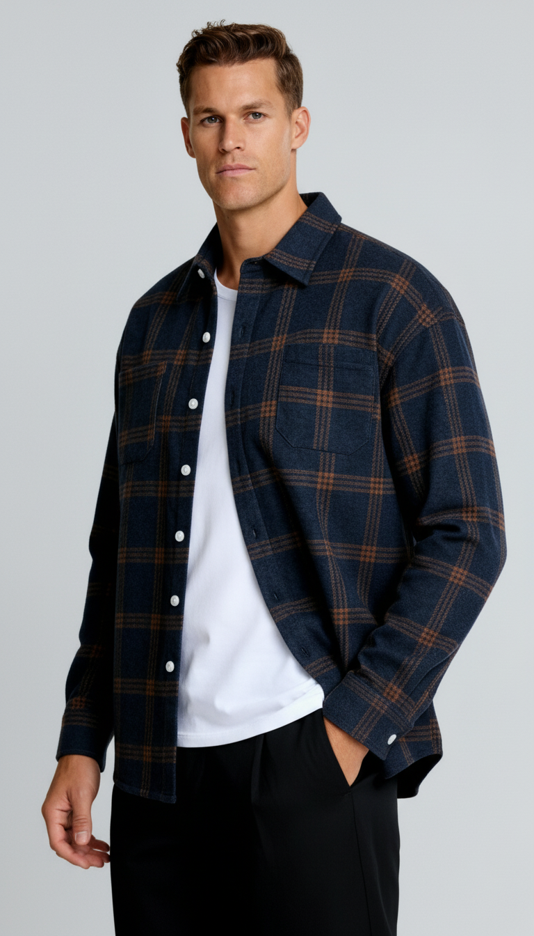 Camicia a quadri da uomo - Classico motivo a quadri, vestibilità comoda e stile versatile