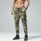 Men’s Camouflage Cargo Trousers – Drawstring Waist & Elastic Cuff Combat Pants