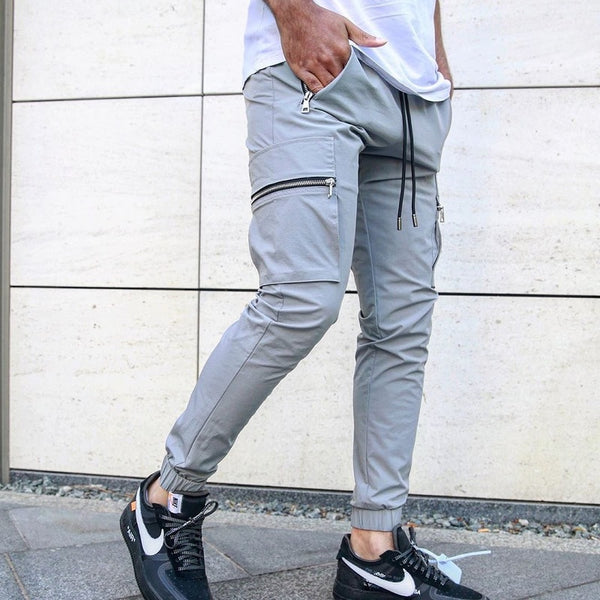 Zip Pocket Cargo Pants - Light Grey