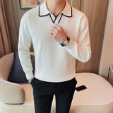 Open neck Long Sleeve Polo shirt - White